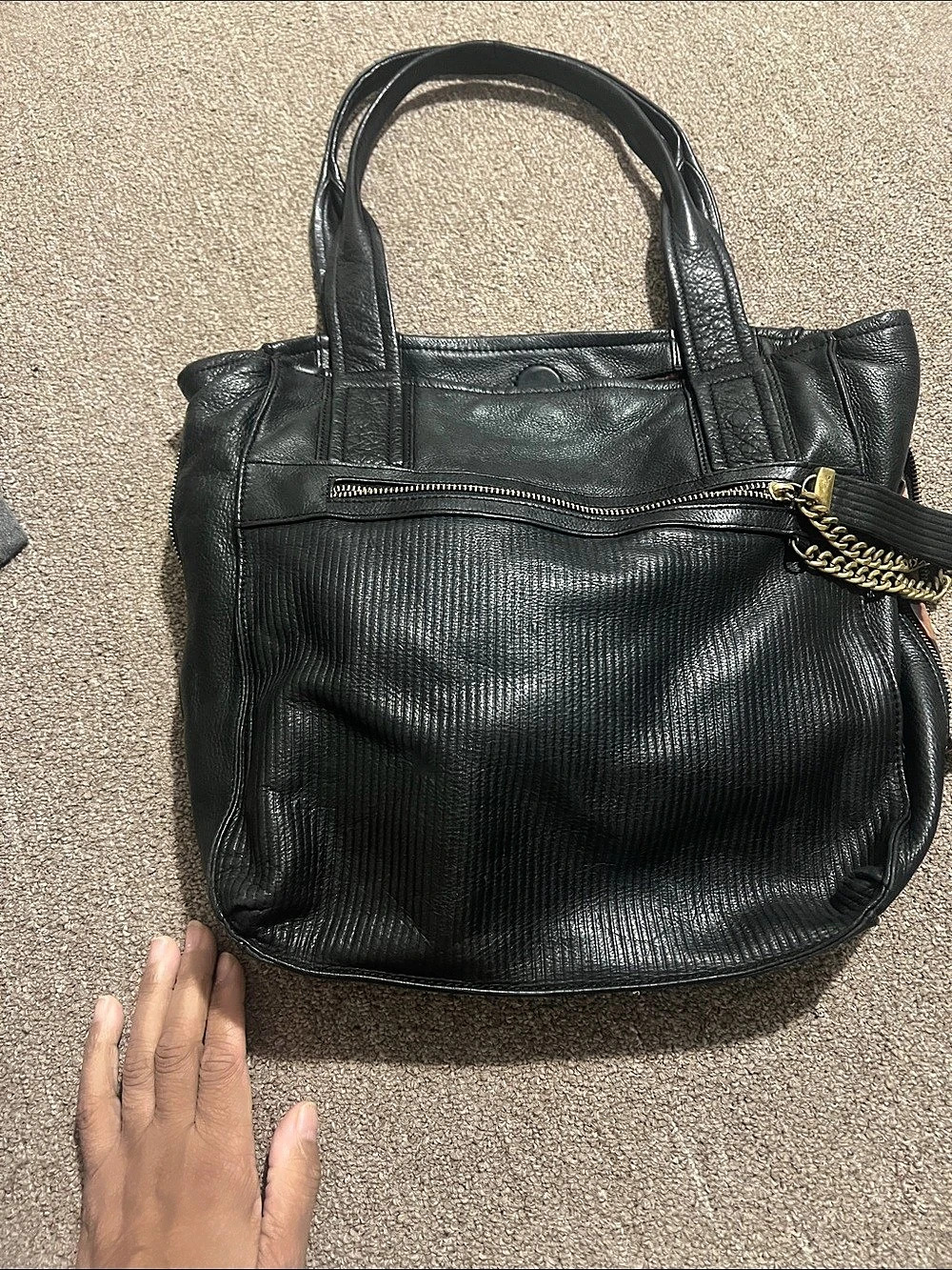 B. Makowsky Black Leather Tote Bag